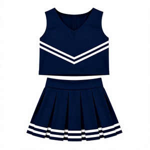 Uniforme de cheerleading personnalisé sublimé bleu marine, haut court sans manches, jupe plissée, vêtements de sport d'équipe OEM - Product Image 1