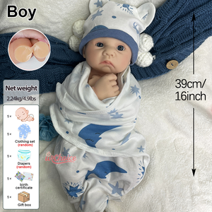 Poupée Bébé <span class=keywords><strong>Reborn</strong></span> en Silicone de 16 Pouces, Garçon, Yeux Ouverts, Hypoallergénique, Hautement Détaillée et Réaliste pour l'Éducation Précoce, Vente Directe Usine - Product Image 2