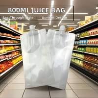 Sachet Doypack transparent personnalisé de 800 ml avec soufflet latéral pour emballage de liquides (jus, boissons) – Prêt à l'expédition
