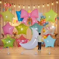 Ballon géant en forme de lune de 60 pouces avec nœud décoratif, ballon à hélium en nylon de 2 m, personnalisable pour les fêtes, la Journée des enfants, le Nouvel An, les mariages