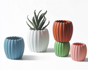 Vasi <span class=keywords><strong>di</strong></span> fiori in ceramica per interni in stile nordico con Design scanalato a forma <span class=keywords><strong>di</strong></span> zucca vaso <span class=keywords><strong>di</strong></span> Terracotta applicazione da giardino vasi in ceramica - Product Image 4