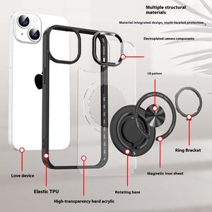 S24ultra Europe amérique japon corée du sud pour <span class=keywords><strong>Amazon</strong></span> étui de téléphone portable anti-chute transfrontalier anneau magnétique rotatif PC - Product Image 1