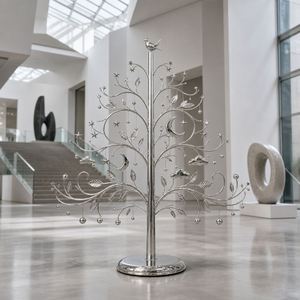 Fuente de Agua de Acero Inoxidable con Escultura Geométrica de Árbol, Acabado Espejo, para Interiores, Vestíbulo de Hotel, Lujosa, Feng Shui, Moderna - Product Image 4