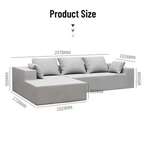Canapé-lit sectionnel en forme de L/I nordique avec pouf combinaison modulaire canapés modulaires canapé de salon long