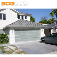 Porte de garage sectionnelle en aluminium sur mesure avec vue complète, porte en verre trempé givré teinté, verre teinté disponible pour les maisons modernes