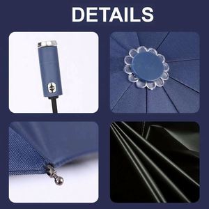 Parapluie pliant automatique personnalisé avec logo promotionnel pour cadeaux d'affaires, avec lampe de poche - Product Image 3
