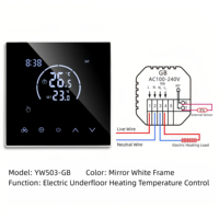 Termostato Inteligente Wifi Tuya con Pantalla Táctil Espejo, Control por Voz y App, Programación de 7 Días para Calefacción por Agua, Eléctrica, por Suelo Radiante y Caldera de Gas