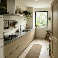 Meubles de maison, vente directe d'usine, armoire de cuisine moderne de type droit, comptoir en acier inoxydable léger, résistant à l'eau