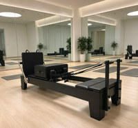 Reformer Pilates Classique Noir Peint avec Accessoires Complets pour Studio de Yoga, Entraînement de Renforcement Musculaire et Rééducation – Fournisseur Direct Usine