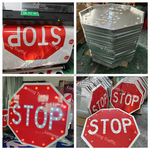 سعر المصنع ثماني الأضلاع لوحة إشارات تعمل بالطاقة الشمسية علامة تحذير الطريق أدى وامض عاكس لتحذير حركة المرور - Product Image 2