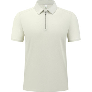Polo unisexe léger en coton blanc à demi-zip, respirant, pour l'été, vêtement de travail fabriqué à Wuhan - Product Image 4