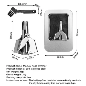 男性と女性のためのプロの痛みのない鼻ヘアトリマーミニポータブルステンレス鋼手動鼻耳ヘアトリマー