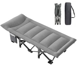 Cama de Camping para Adultos con Cojín Suave y Reposacabezas de Memoria 3D, Cama Plegable Portátil con Mochila de Almacenamiento, Capacidad de Carga de 160 kg (Gris) - Product Image 1