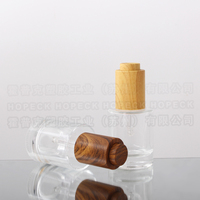 HOPECK Bouteille ronde en verre 15/30/50ml d'huile essentielle/sérum avec transfert d'eau brune Bouton poussoir convexe Pipette compte-gouttes
