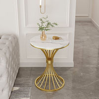 Table basse moderne de luxe en marbre nordique pour salon, table ronde petite avec cadre métallique, meubles pour la maison
