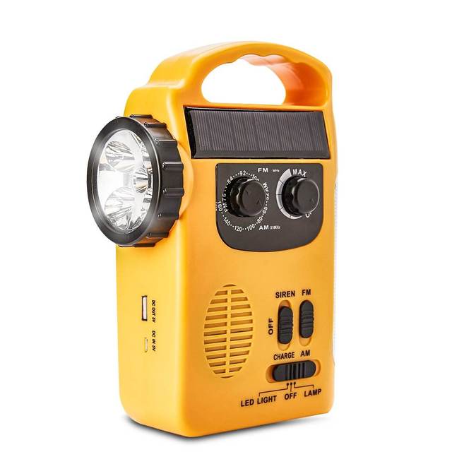 Custom Solar Hand Crank Radio Flashlight AM FM Portable Speaker USB Charger Power Bank Outdoor Camping Hiking