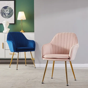 <span class=keywords><strong>Poltrona</strong></span> Moderna Comfort con <span class=keywords><strong>Gambe</strong></span> in Metallo Dorato, Sedia Laterale in Velluto Beige per Soggiorno, Sedia da Pranzo con Cuscino - Product Image 6
