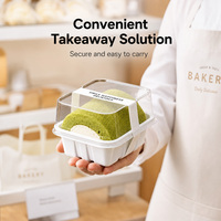 Boîte à gâteau rectangulaire en plastique PET de qualité alimentaire avec couvercle transparent, personnalisable avec logo, pour emballage de gâteau roulé et sandwichs
