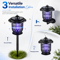 Piège à moustiques solaire ABS 3-en-1 pour extérieur, anti-insectes étanche à UV, grille électrique haute tension 3000V