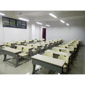 Muebles Escolares de Diseño Moderno y Ergonómico, Conjunto de Escritorio de Aleación de Aluminio de Doble Asiento y Silla de Plástico PP para Universidad - Product Image 5