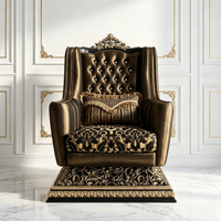 Ensemble de canapés de luxe en or moka élégant, canapé en bois sculpté royal turc avec table basse, design européen, intérieur de villa