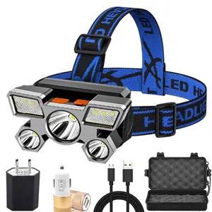Outdoor Hunting Running Hiking 5 LED 500m Ip65 Waterproof 18650 Rechargeable Usb Led Head Torch Flashlight Headlights Headlamps