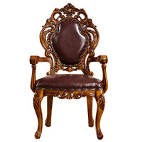 Fauteuil de loisirs personnalisable en cuir véritable et bois massif sculpté, style européen, avec dossier et accoudoirs, pour mobilier de maison