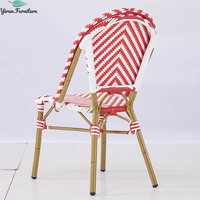 Chaise de bistrot française moderne en rotin et aluminium pour extérieur, balcon et café, idéale pour l'utilisation en jardin et dans les cafés - Vente en gros à prix réduit