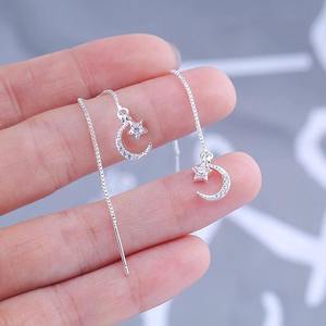 Stella Luna – boucles d'oreilles étoile et lune en argent 925 pour femmes, bijoux romantiques à porter au quotidien, ton or blanc - Product Image 3