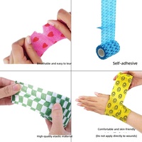Bande de pansement élastique auto-adhésive non tissée imprimée avec empreintes de pattes, personnalisée en usine, pour soins animaux, en rouleau