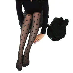 Japan Style Dot Patterned Women Pantyhose Fashion Sweet Girl Black Sexy Tights Female Stocking Transparent Silk Tights