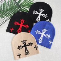 Bonnet réversible multifonctionnel chaud en acrylique et laine jacquard à motif lettres, nouvelle collection automne-hiver pour hommes et femmes