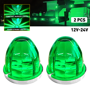 ไฟแตงโม LED 2 ชิ้น สีเขียว ไฟเลี้ยวแบบแฟลช สำหรับรถบรรทุก รถพ่วง ไฟเลี้ยวข้างทรงกลม - Product Image 4