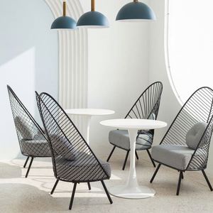 Silla Individual de Tela con Respaldo Alto, Estilo Nórdico Moderno, de Lujo Ligero, para Balcón o Apartamento, con Estructura de Hierro - Product Image 4