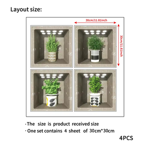 Set di 4 <span class=keywords><strong>Adesivi</strong></span> <span class=keywords><strong>Murali</strong></span> in PVC Personalizzati con Vasi e Piante per Soggiorno e Camera da Letto, Stile Moderno - Product Image 5