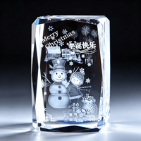Cube en cristal K9 gravé au laser 3D sur le thème de Noël, presse-papiers en cristal personnalisé, décoration de table, souvenir de Noël
