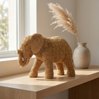 Sculpture d'éléphant décorative en résine imitation rotin, artisanat créatif pour la décoration intérieure, design original pour salon et bureau