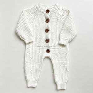 Conjunto de Punto Grueso 100% Algodón para Recién Nacidos y Niños Pequeños, Mono de <span class=keywords><strong>Invierno</strong></span> Cálido y Grueso, Ropa de Punto Clásica para Bebés - Product Image 5