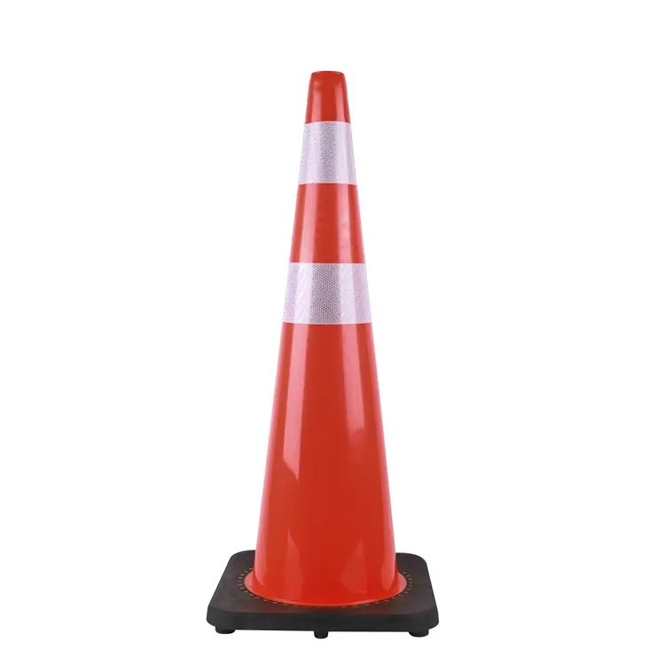 Base noire Sécurité routière 90cm PVC Panneau de signalisation Cône de sécurité avec robinets réfléchissants