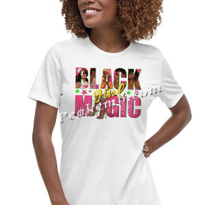 卸売印刷DTFブラックガールマジック熱伝達デザイン女性用ピンクTシャツ - Product Image 5