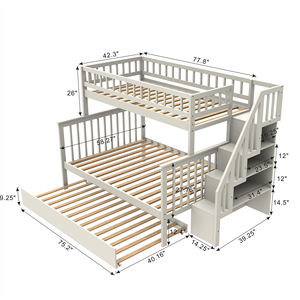 <span class=keywords><strong>Lit</strong></span> <span class=keywords><strong>double</strong></span> <span class=keywords><strong>convertible</strong></span> <span class=keywords><strong>en</strong></span> bois avec escalier, <span class=keywords><strong>lit</strong></span> multifonctionnel pour enfants, adapté aux chambres d'enfants <span class=keywords><strong>en</strong></span> dortoir - Product Image 2
