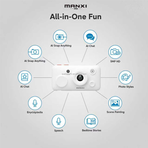 Appareil photo numérique IA pour enfants MANXI avec capteur CMOS vidéo 4K, 8 personnages IA, écran 4,0 pouces pour l'étude et le divertissement - Product Image 4