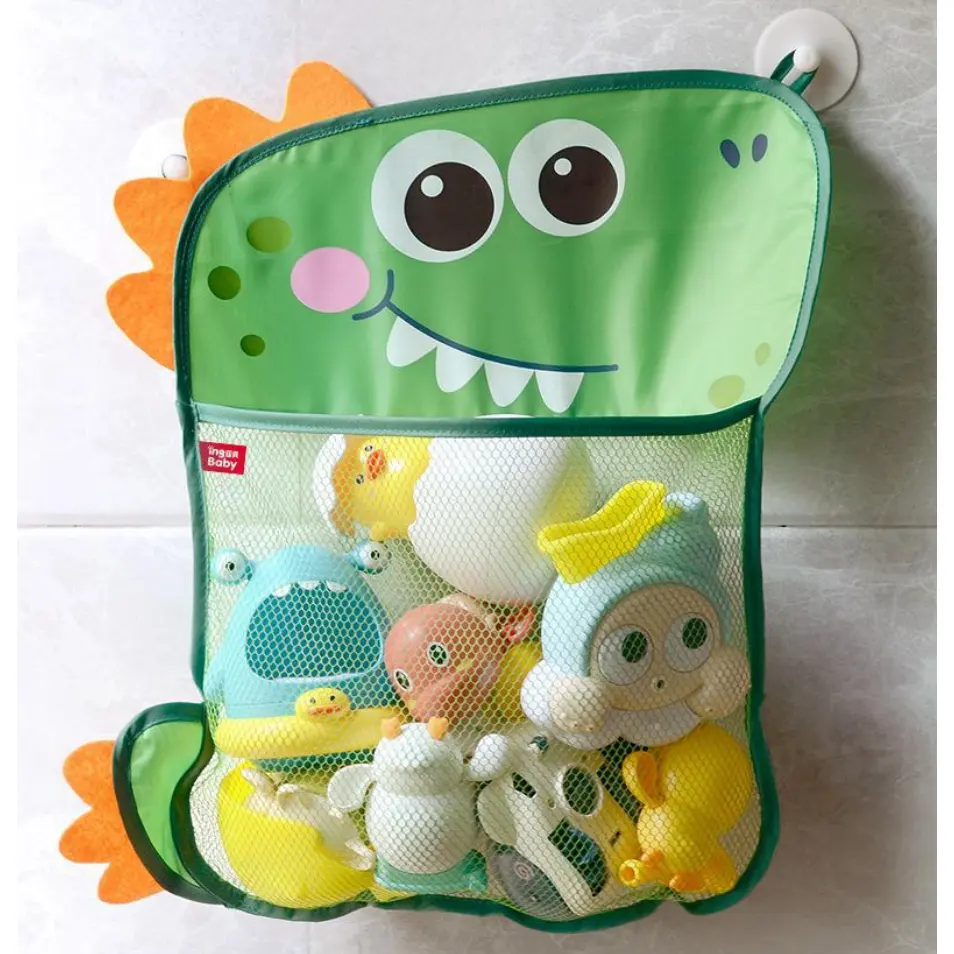 Bolsa de almacenamiento de juguetes para niños pato de dibujos animados bebé baño Agua jugando juguete almacenamiento red bolsa baño con ventosas