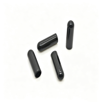 Tapas cilíndricas de plástico negro brillante selladas de un solo extremo, puntas huecas tubulares para terminación de cordones y cordones de ajuste.
