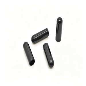 Embouts de cordon en plastique cylindriques noirs brillants à extrémité unique scellée, embouts de terminaison tubulaires creux <span class=keywords><strong>pour</strong></span> cordons de serrage - Product Image 1