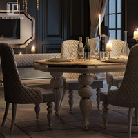 Table à manger rectangulaire de luxe moderne et durable en marbre de 2,8 mètres avec pieds en forme de calebasse, idéale pour la maison et l'école - Nouveauté très prisée