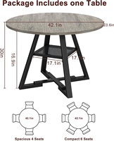 Table à manger ronde en bois pour 4-6 personnes Base de piédestal peu encombrante Table de cuisine et de salle à manger