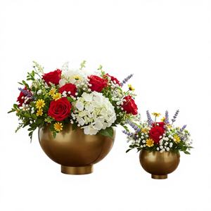 Moderno Florero de Acero Inoxidable Ecológico, Centro de Mesa Decorativo con Pedestal, Tazón para Centro de Mesa de Boda, Eventos y Fiestas - Product Image 1