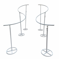 Support de toile de fond de mariage élégant en métal argenté en spirale, présentoirs de fleurs incurvés réglables pour la décoration de scène d'événements et de fêtes