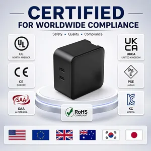 Cargador Premium GaN 5.0 de 65W PD <span class=keywords><strong>3.0</strong></span> con Carga Rápida, Doble Puerto Tipo-C y Cable Retráctil, Certificado CE y UKCA para Viajes - Product Image 4